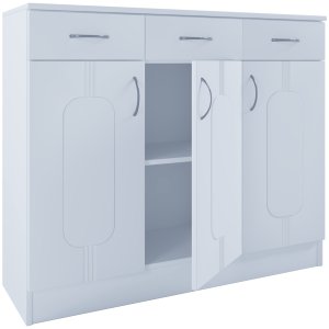 VCM NORDIC Balia kommode, m. 3 lger og 3 skuffer - hvid tr