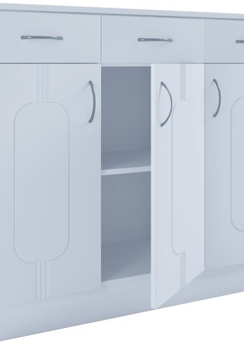 VCM NORDIC Balia Kommode, mit 3 Türen und 3 Schubladen – weißes Holz