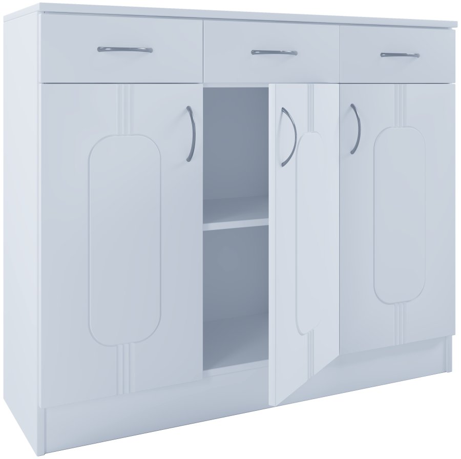 VCM NORDIC Balia Kommode, mit 3 Türen und 3 Schubladen – weißes Holz