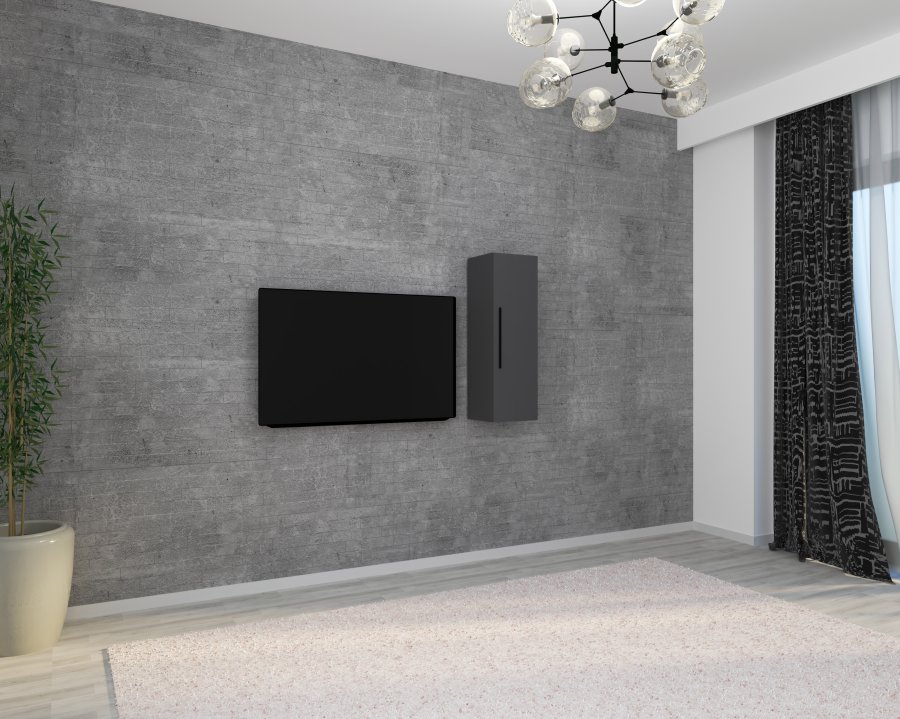 VCM NORDIC Arila L Hängeschrank, m. 1 Tür und 2 Einlegeböden – Holz anthrazitgrau