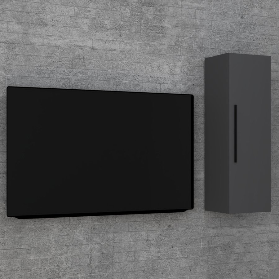 VCM NORDIC Arila L Hängeschrank, m. 1 Tür und 2 Einlegeböden – Holz anthrazitgrau