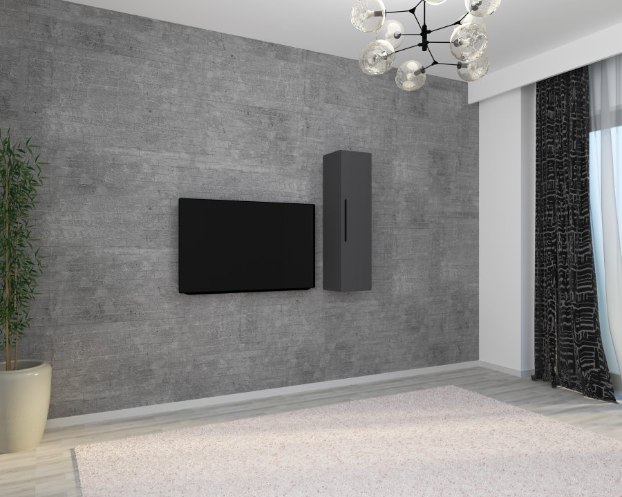 VCM NORDIC Arila XL Hängeschrank, m. 1 Tür und 3 Einlegeböden – Holz anthrazitgrau