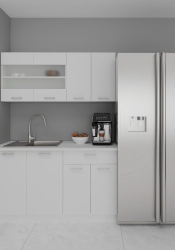 VCM NORDIC 140 Esilo 4-teilige Küchenzeile - Glas und weißes Holz 