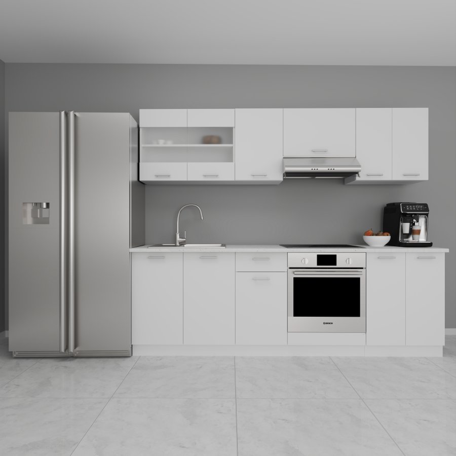 VCM NORDIC 240 Esilo 8-delt kjkkenkrok - glass og hvitt tre