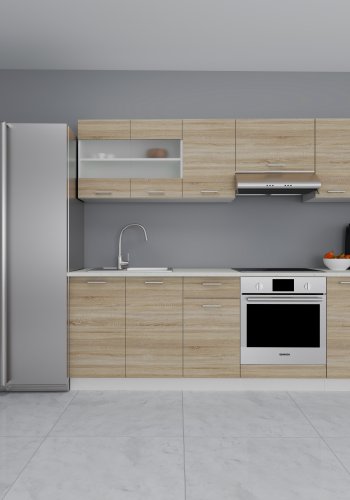 VCM NORDIC 240 Esilo 8-teilige Küchenzeile - Glas und Naturholz