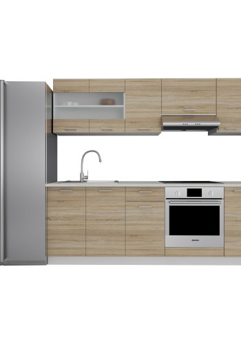 VCM NORDIC 240 Esilo 8-teilige Küchenzeile - Glas und Naturholz