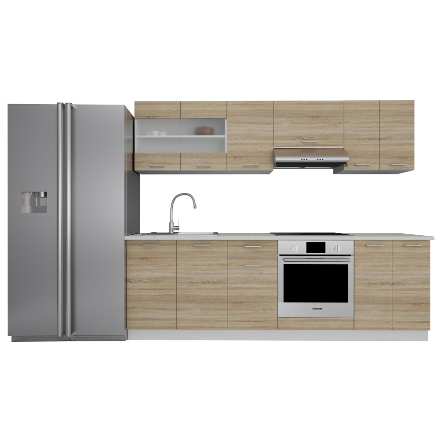 VCM NORDIC 240 Esilo 8-teilige Küchenzeile - Glas und Naturholz