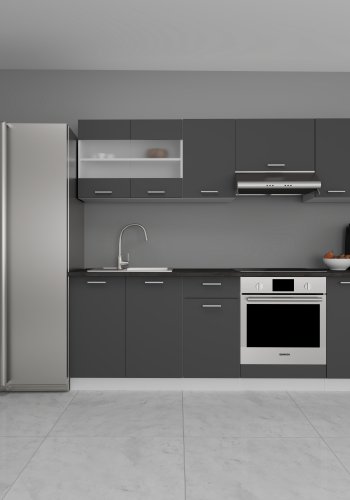 VCM NORDIC 240 Esilo 8-delt kjkkenkrok - glass og antrasittgr tre