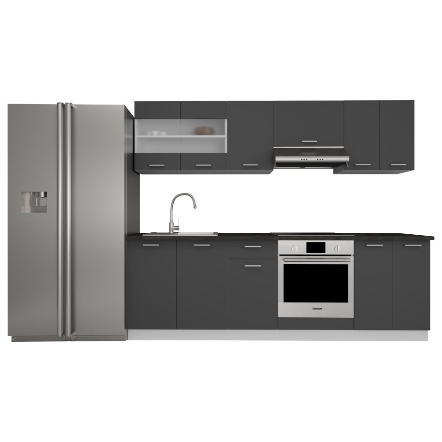 VCM NORDIC 240 Esilo 8-delt kjkkenkrok - glass og antrasittgr tre