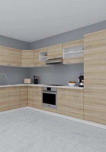 VCM NORDIC Esilo 13-delt hjrnekjkken - glass og naturtre