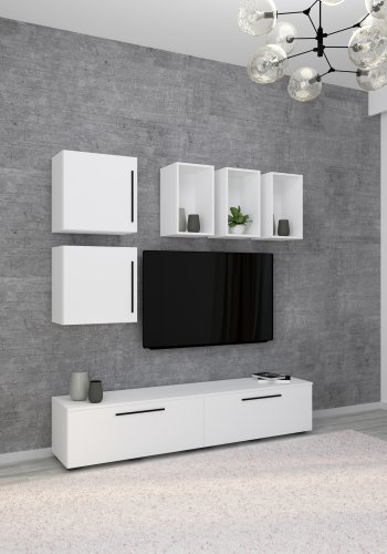 VCM NORDIC Arila L 7-teiliges Regalsystem, m. 4 Türen, 11 Fächer, 2 Einlegeböden - Holz weiß