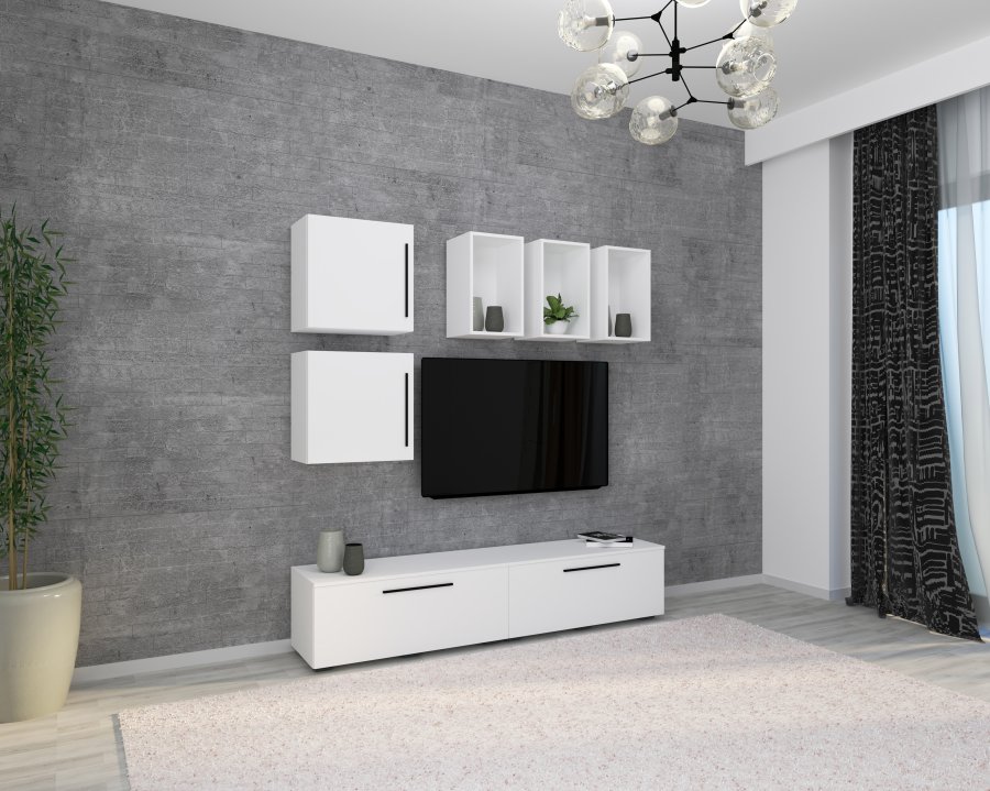 VCM NORDIC Arila L 7-teiliges Regalsystem, m. 4 Türen, 11 Fächer, 2 Einlegeböden - Holz weiß