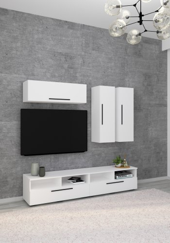 VCM NORDIC Arila XL 5-teiliges Regalsystem, mit 5 Türen, 17 Fächern, 8 Böden - Holz weiß