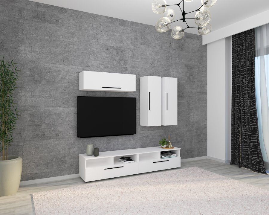 VCM NORDIC Arila XL 5-teiliges Regalsystem, mit 5 Türen, 17 Fächern, 8 Böden - Holz weiß