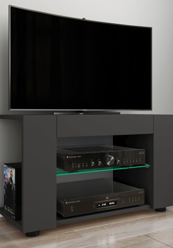 VCM NORDIC Plexalo L TV-bord, m. 1 glasshylle - svart tre (70x30)