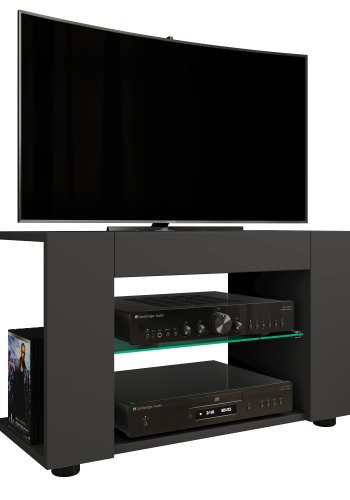 VCM NORDIC Plexalo L TV-bord, m. 1 glasshylle - svart tre (70x30)