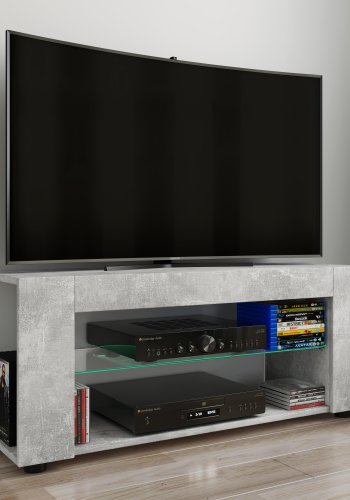 VCM NORDIC Plexalo XL TV-bord, m. 1 glasshylle - grtt tre (110x30)