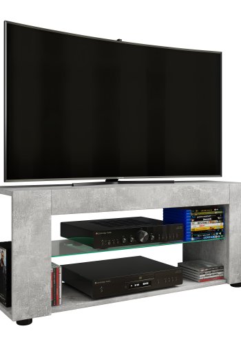 VCM NORDIC Plexalo XL TV-bord, m. 1 glasshylle - grtt tre (110x30)