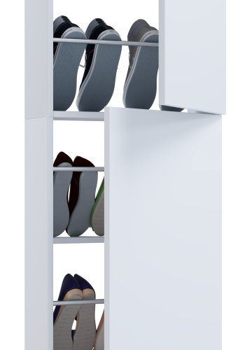 VCM NORDIC Fulisa XL Schuhschrank, m. 2 Türen, 4 Einlegeböden - Holz weiß