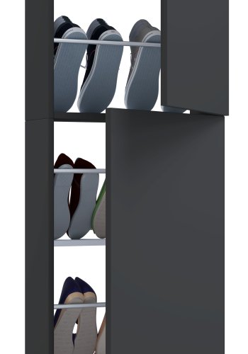 VCM NORDIC Fulisa XL Schuhschrank, m. 2 Türen, 4 Einlegeböden – Holz anthrazitgrau