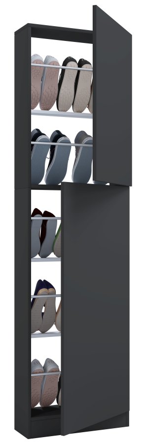 VCM NORDIC Fulisa XL Schuhschrank, m. 2 Türen, 4 Einlegeböden – Holz anthrazitgrau