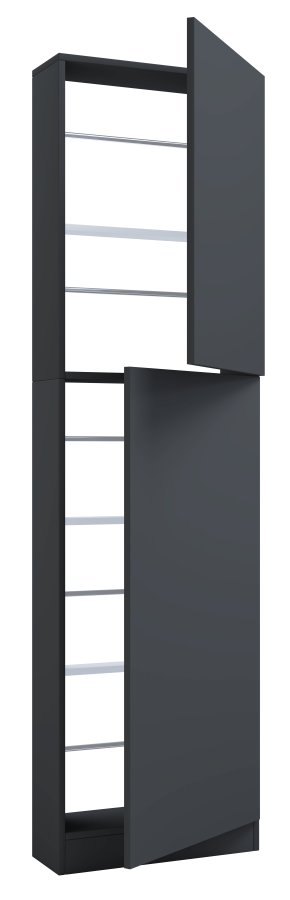 VCM NORDIC Fulisa XL Schuhschrank, m. 2 Türen, 4 Einlegeböden – Holz anthrazitgrau