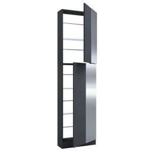 VCM NORDIC Fulisa XL skoskab, m. spejl p 2 lger, 4 hylder - antracitgr tr