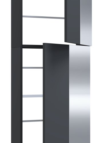 VCM NORDIC Fulisa XL Schuhschrank, mit Spiegel an 2 Türen, 4 Einlegeböden – anthrazitgraues Holz