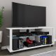 VCM NORDIC Folas L HiFi- und TV-Tisch, m. 1 Glasablage und Rollen - Holz weiß (115x41)