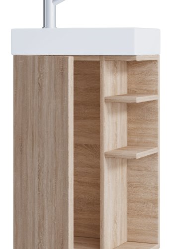 VCM NORDIC Lumia 2-teiliger Gästewaschtisch, mit Spüle, 1 Tür, 3 Ablagen - Keramik und Naturholz