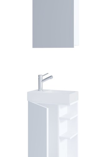 VCM NORDIC Lumia 3-teilig Gästewaschtisch, m. Spiegelschrank, Waschtisch, 1 Tür, 2 Ablagen - Holz weiß