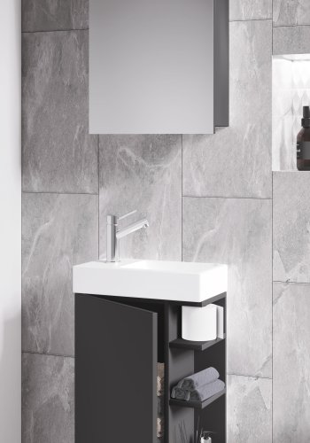 VCM NORDIC Lumia 3-teilig Gästewaschtisch, m. Spiegelschrank, Waschtisch, 1 Tür, 2 Ablagen - Holz anthrazitgrau