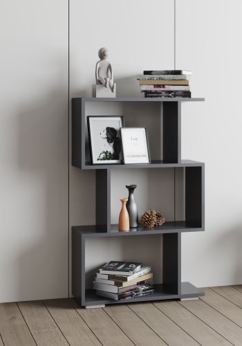 VCM NORDIC Palusa M reol, m. 3 rum - antracitgr tr(H:97,4cm x60cm x 23,8cm)