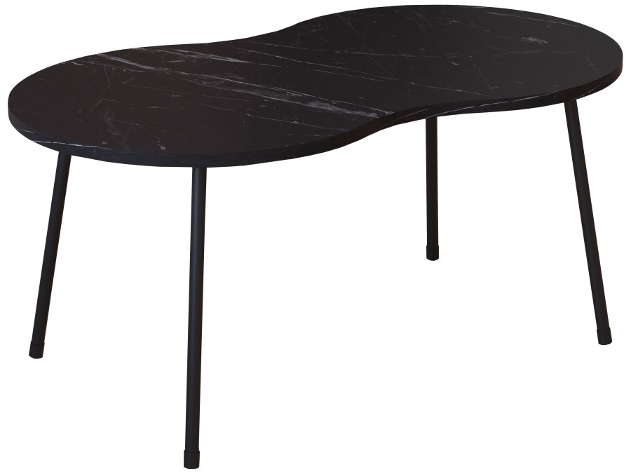 VCM NORDIC Mirola salongbord, med avrundede kanter - svart marmorlook tre (90x41)