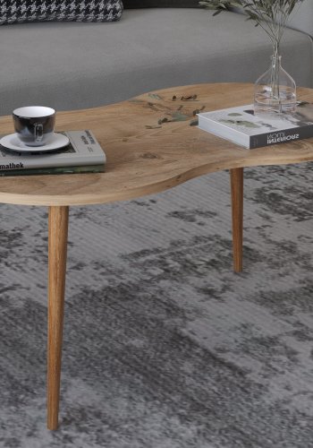 VCM NORDIC Barilo Couchtisch, mit abgerundeten Kanten – Naturholz (90x41)