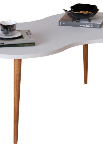 VCM NORDIC Barilo Couchtisch, mit abgerundeten Kanten – Weiß und Naturholz (90x41)