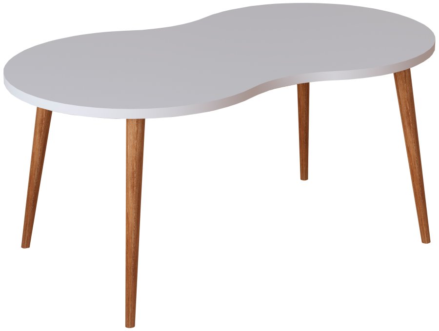 VCM NORDIC Barilo Couchtisch, mit abgerundeten Kanten – Weiß und Naturholz (90x41)