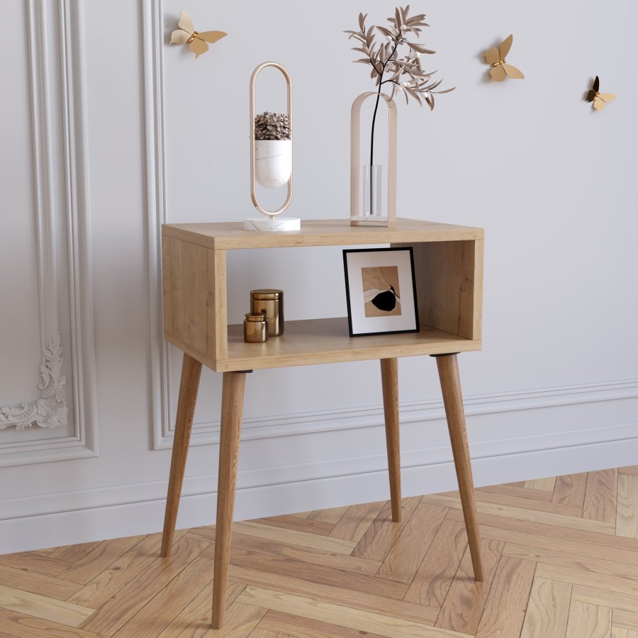 VCM NORDIC Singol M nattbord, m. 1 pent rom - naturlig tre (45x30)