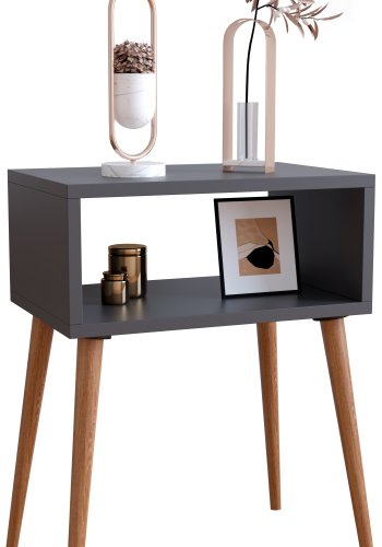 VCM NORDIC Singol M nattbord, m. 1 pent rom - antrasittgr og naturlig tre (45x30)