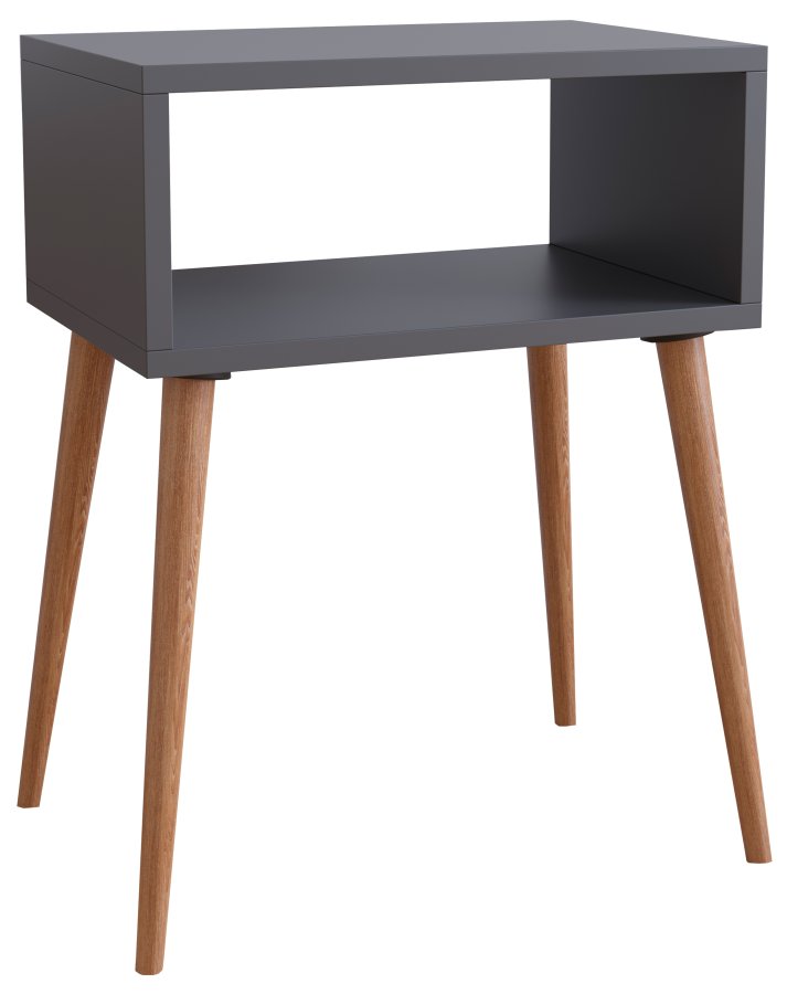 VCM NORDIC Singol M nattbord, m. 1 pent rom - antrasittgr og naturlig tre (45x30)