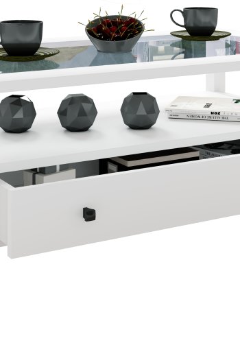 VCM NORDIC Lingis L soffbord, m. 1 lda - glas och vitt tr (90x53,5)