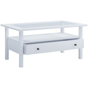 VCM NORDIC Lingis L soffbord, m. 1 lda - glas och vitt tr (90x53,5)