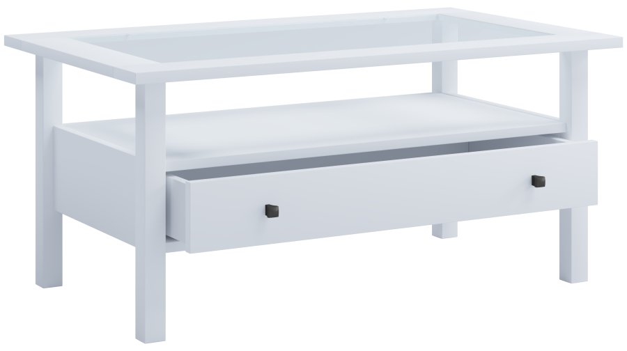 VCM NORDIC Lingis L soffbord, m. 1 lda - glas och vitt tr (90x53,5)