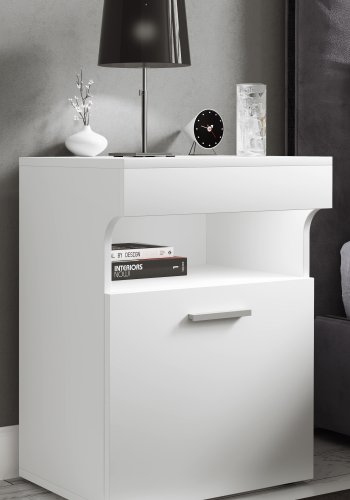 VCM NORDIC Slepal M nattbord, m. 1 dr, 1 rom, 1 hylle - hvitt tre (45x39)