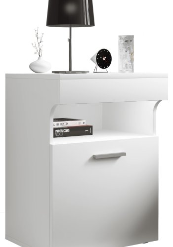 VCM NORDIC Slepal M nattbord, m. 1 dr, 1 rom, 1 hylle - hvitt tre (45x39)