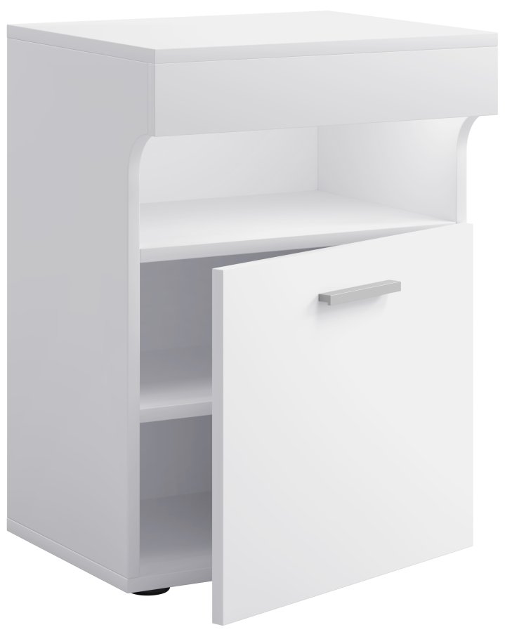 VCM NORDIC Slepal M nattbord, m. 1 dr, 1 rom, 1 hylle - hvitt tre (45x39)