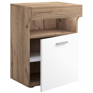 VCM NORDIC Slepal M sengebord, m. 1 lge, 1 rum, 1 hylde - hvid og natur tr (45x39)