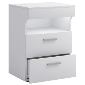 VCM NORDIC Slepal L sengebord, m. 1 rum, 2 skuffer - hvid tr (45x39)