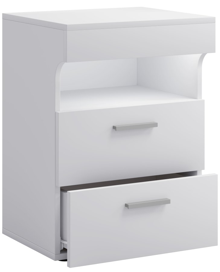 VCM NORDIC Slepal L nattbord, m. 1 rom, 2 skuffer - hvitt tre (45x39)