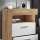VCM NORDIC Slepal L nattbord, m. 1 rom, 2 skuffer - hvitt og naturlig tre (45x39)